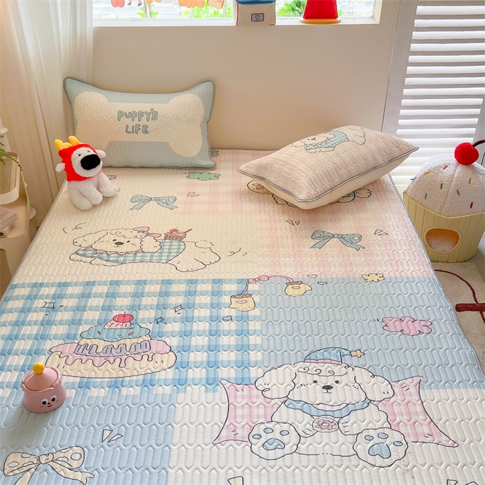 91家纺网 家纺一手货源 找家纺 韩都家居 2025春夏新款ins大版卡通乳胶席凉席席子（包含买家秀）富贵狗