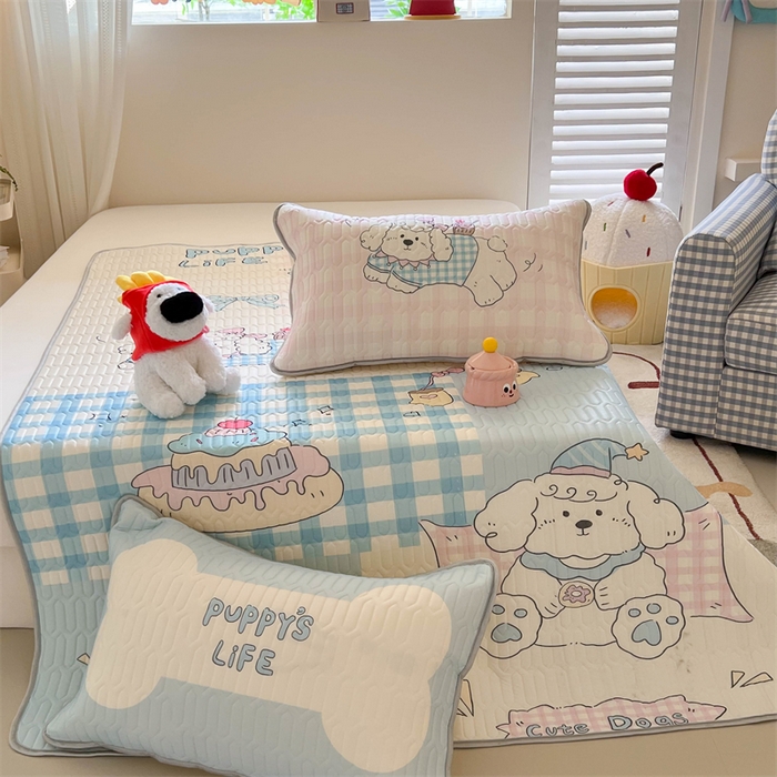 91家纺网 家纺一手货源 找家纺 韩都家居 2025春夏新款ins大版卡通乳胶席凉席席子（包含买家秀）富贵狗