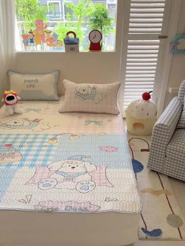 91家纺网 家纺一手货源 找家纺 韩都家居 2025春夏新款ins大版卡通乳胶席凉席席子（包含买家秀）富贵狗