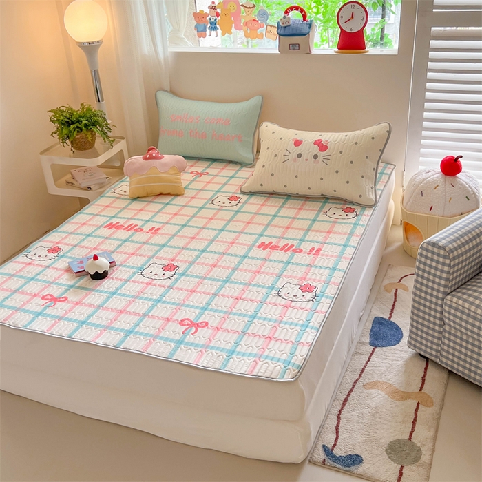 91家纺网 家纺一手货源 找家纺 韩都家居 2025春夏新款ins大版卡通乳胶席凉席席子（包含买家秀）格子猫猫