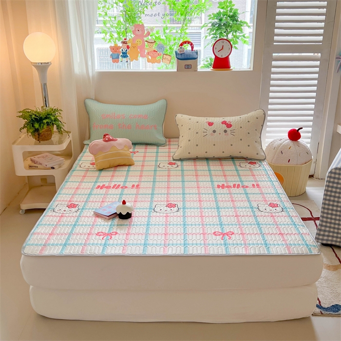 91家纺网 家纺一手货源 找家纺 韩都家居 2025春夏新款ins大版卡通乳胶席凉席席子（包含买家秀）格子猫猫