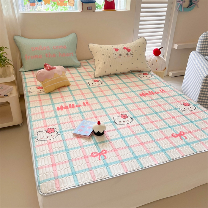 91家纺网 家纺一手货源 找家纺 韩都家居 2025春夏新款ins大版卡通乳胶席凉席席子（包含买家秀）格子猫猫