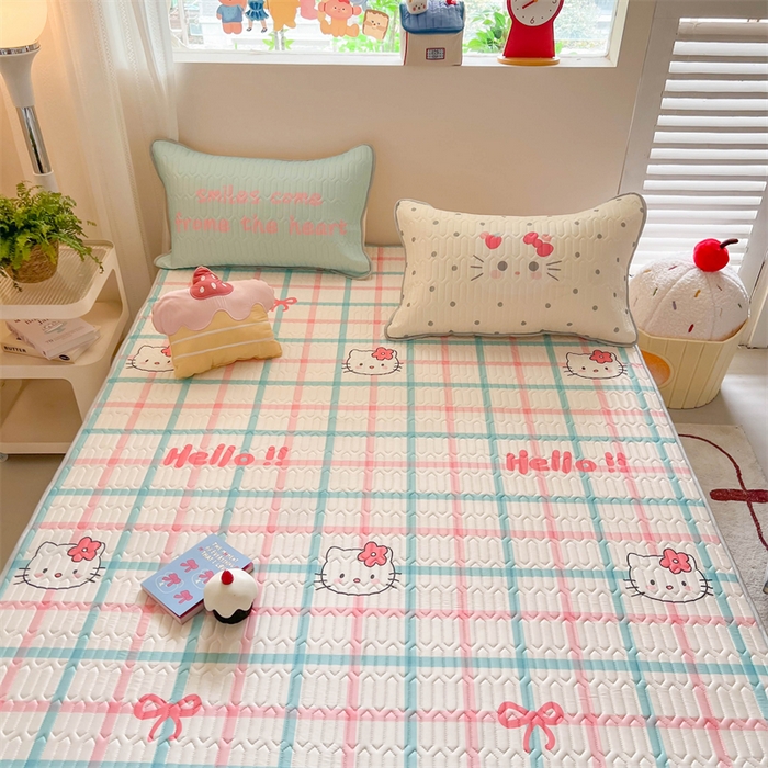 91家纺网 家纺一手货源 找家纺 韩都家居 2025春夏新款ins大版卡通乳胶席凉席席子（包含买家秀）格子猫猫