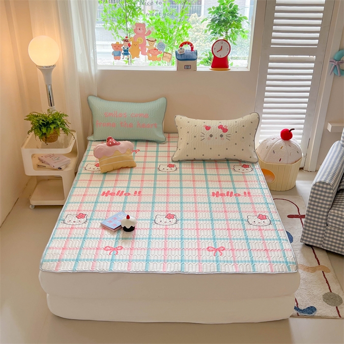 91家纺网 家纺一手货源 找家纺 韩都家居 2025春夏新款ins大版卡通乳胶席凉席席子（包含买家秀）格子猫猫