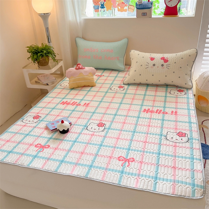 91家纺网 家纺一手货源 找家纺 韩都家居 2025春夏新款ins大版卡通乳胶席凉席席子（包含买家秀）格子猫猫