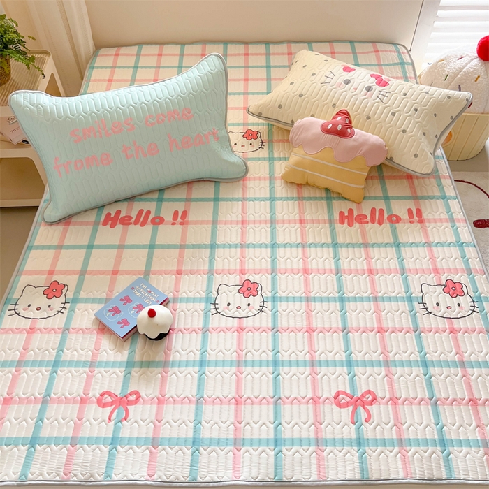 91家纺网 家纺一手货源 找家纺 韩都家居 2025春夏新款ins大版卡通乳胶席凉席席子（包含买家秀）格子猫猫