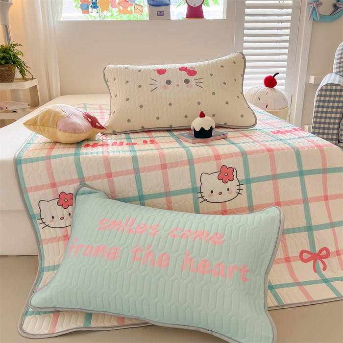 91家纺网 家纺一手货源 找家纺 韩都家居 2025春夏新款ins大版卡通乳胶席凉席席子（包含买家秀）格子猫猫