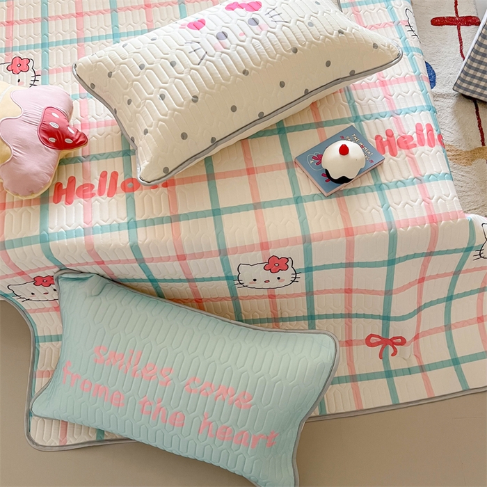 91家纺网 家纺一手货源 找家纺 韩都家居 2025春夏新款ins大版卡通乳胶席凉席席子（包含买家秀）格子猫猫