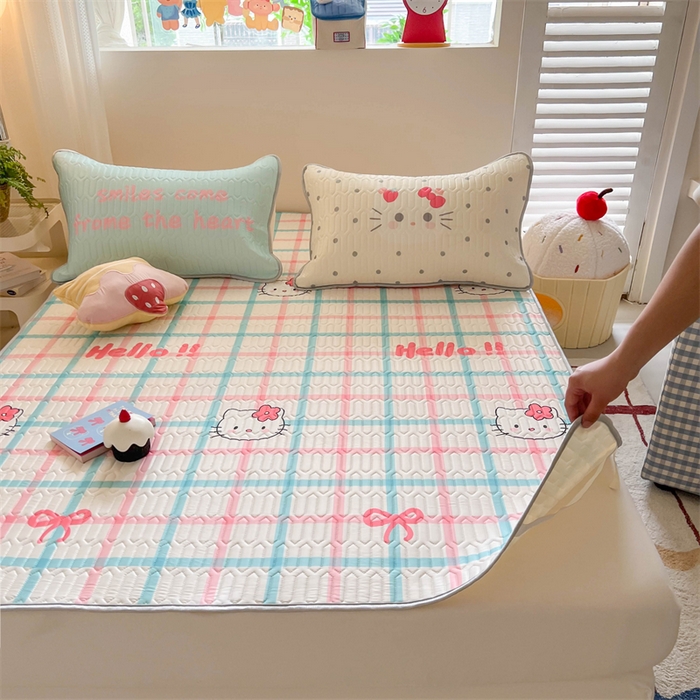 91家纺网 家纺一手货源 找家纺 韩都家居 2025春夏新款ins大版卡通乳胶席凉席席子（包含买家秀）格子猫猫