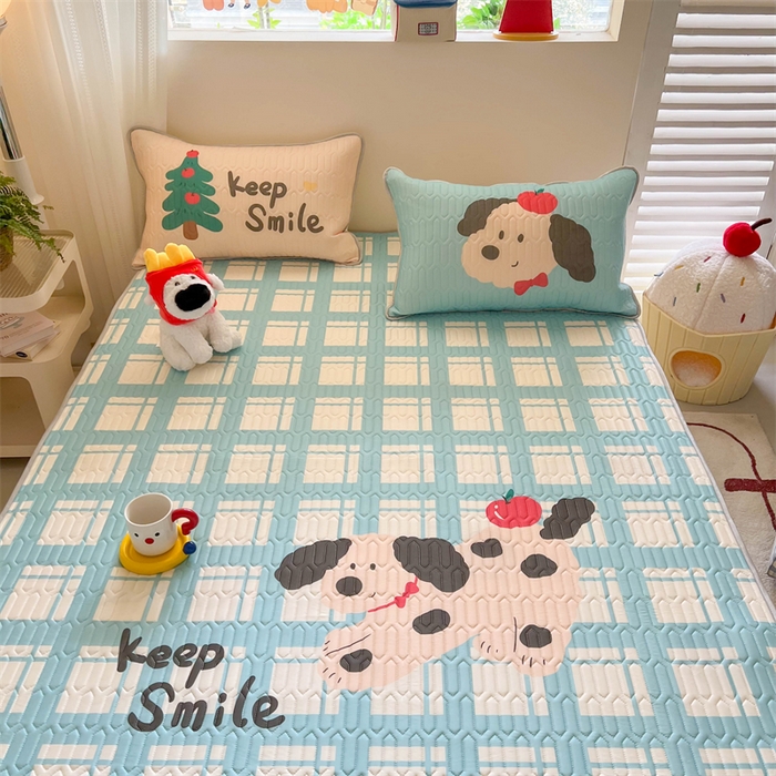 91家纺网 家纺一手货源 找家纺 韩都家居 2025春夏新款ins大版卡通乳胶席凉席席子（包含买家秀）苹果波点狗