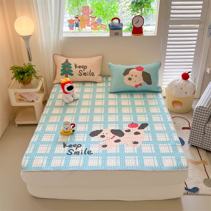 91家纺网 家纺一手货源 找家纺 韩都家居 2025春夏新款ins大版卡通乳胶席凉席席子（包含买家秀）苹果波点狗