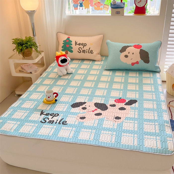 91家纺网 家纺一手货源 找家纺 韩都家居 2025春夏新款ins大版卡通乳胶席凉席席子（包含买家秀）苹果波点狗