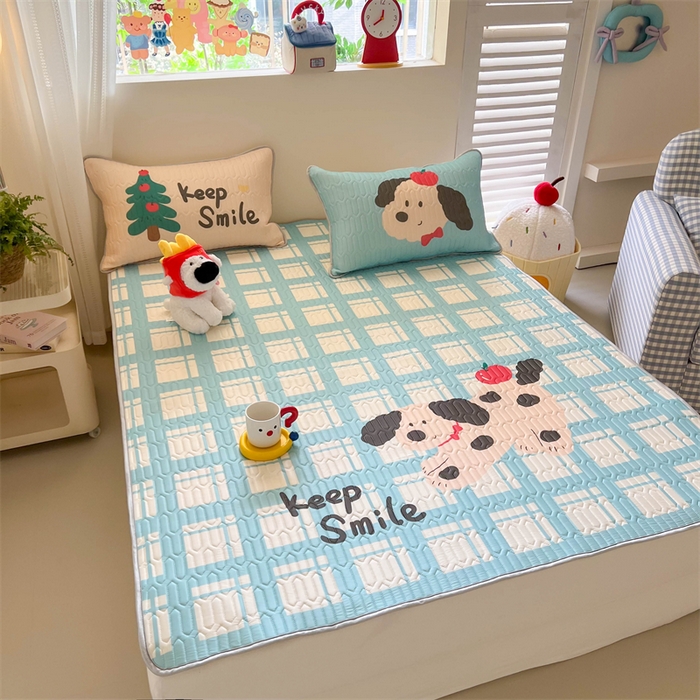 91家纺网 家纺一手货源 找家纺 韩都家居 2025春夏新款ins大版卡通乳胶席凉席席子（包含买家秀）苹果波点狗