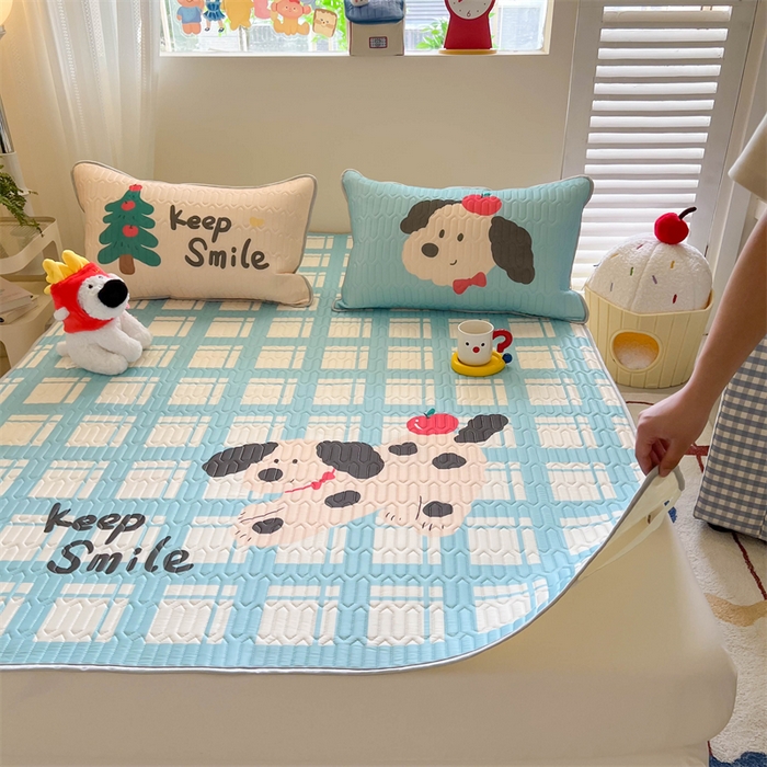 91家纺网 家纺一手货源 找家纺 韩都家居 2025春夏新款ins大版卡通乳胶席凉席席子（包含买家秀）苹果波点狗