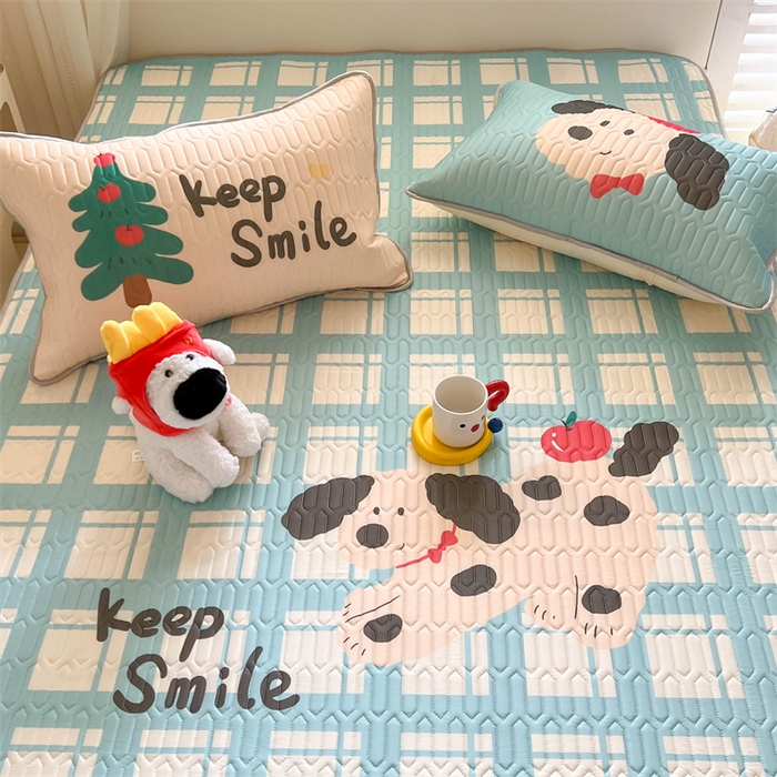 91家纺网 家纺一手货源 找家纺 韩都家居 2025春夏新款ins大版卡通乳胶席凉席席子（包含买家秀）苹果波点狗