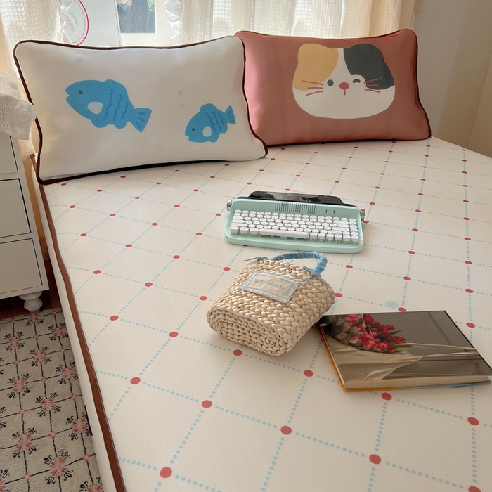 91家纺网 家纺一手货源 找家纺 顾里家纺 2025新款韩式Chic风冰感牛奶丝软席席子 会员➖5元 钓鱼小猫