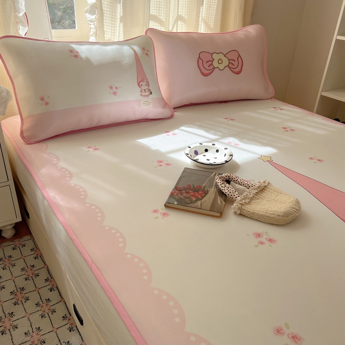 91家纺网 家纺一手货源 找家纺 顾里家纺 2025新款韩式Chic风冰感牛奶丝软席席子 会员➖5元 花花猫咪