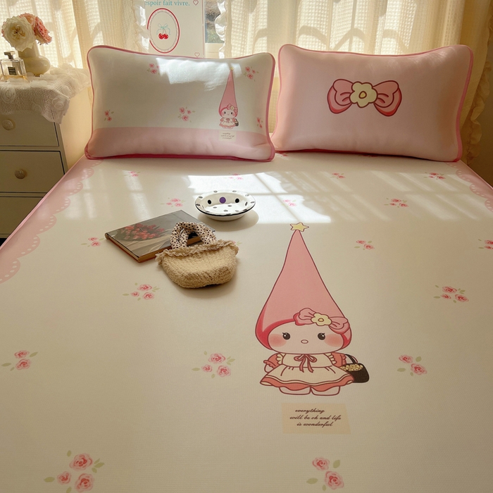 91家纺网 家纺一手货源 找家纺 顾里家纺 2025新款韩式Chic风冰感牛奶丝软席席子 会员➖5元 花花猫咪