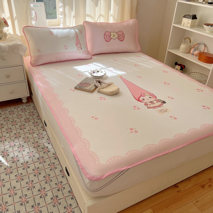 91家纺网 家纺一手货源 找家纺 顾里家纺 2025新款韩式Chic风冰感牛奶丝软席席子 会员➖5元 花花猫咪