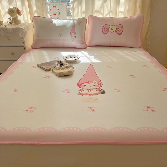 91家纺网 家纺一手货源 找家纺 顾里家纺 2025新款韩式Chic风冰感牛奶丝软席席子 会员➖5元 花花猫咪