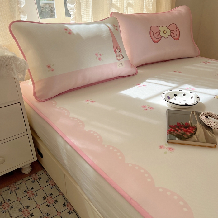 91家纺网 家纺一手货源 找家纺 顾里家纺 2025新款韩式Chic风冰感牛奶丝软席席子 会员➖5元 花花猫咪