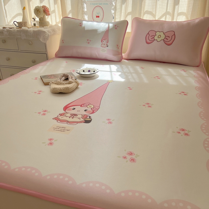 91家纺网 家纺一手货源 找家纺 顾里家纺 2025新款韩式Chic风冰感牛奶丝软席席子 会员➖5元 花花猫咪