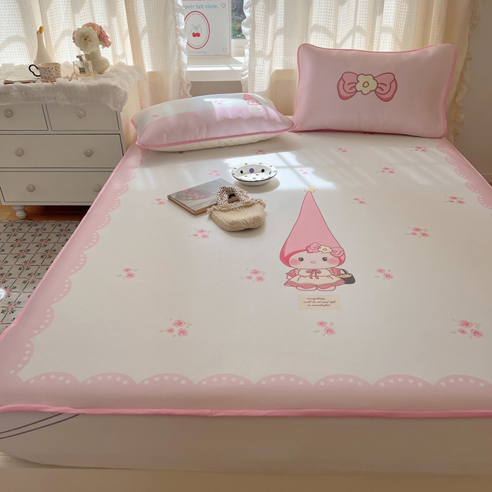 91家纺网 家纺一手货源 找家纺 顾里家纺 2025新款韩式Chic风冰感牛奶丝软席席子 会员➖5元 花花猫咪