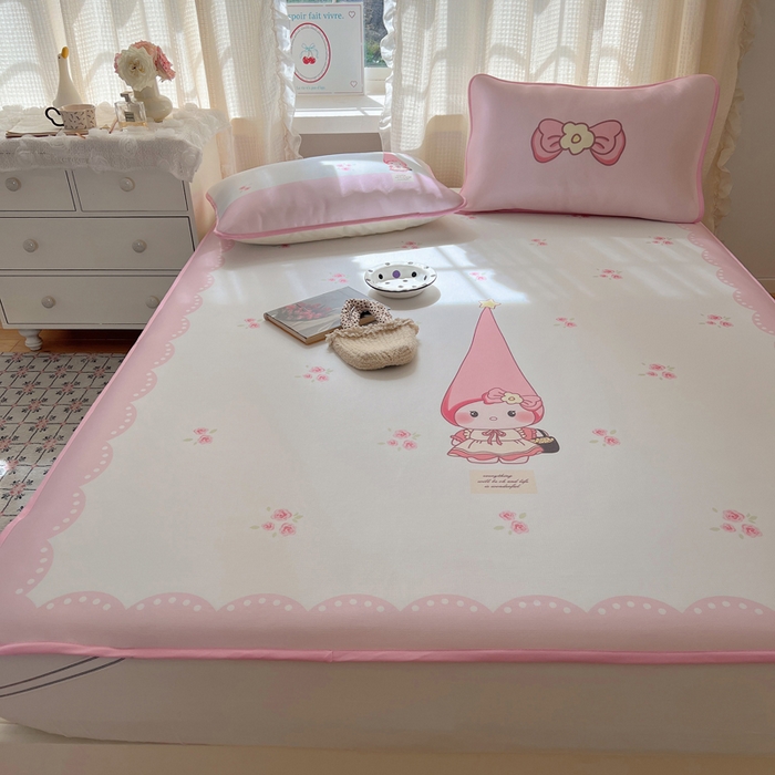 91家纺网 家纺一手货源 找家纺 顾里家纺 2025新款韩式Chic风冰感牛奶丝软席席子 会员➖5元 花花猫咪