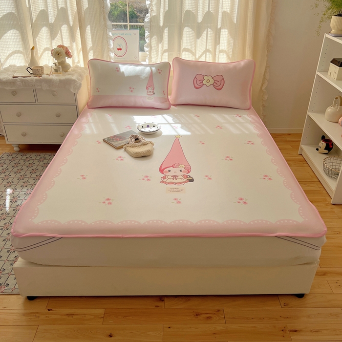 91家纺网 家纺一手货源 找家纺 顾里家纺 2025新款韩式Chic风冰感牛奶丝软席席子 会员➖5元 花花猫咪