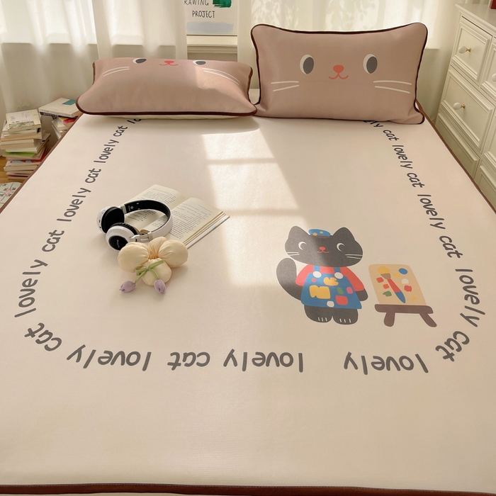 91家纺网 家纺一手货源 找家纺 顾里家纺 2025新款韩式Chic风冰感牛奶丝软席席子 会员➖5元 画师小猫