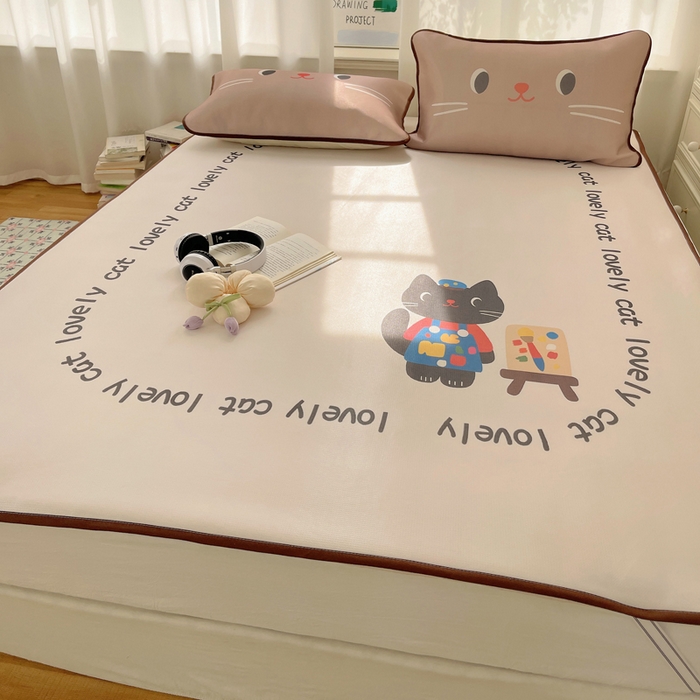 91家纺网 家纺一手货源 找家纺 顾里家纺 2025新款韩式Chic风冰感牛奶丝软席席子 会员➖5元 画师小猫