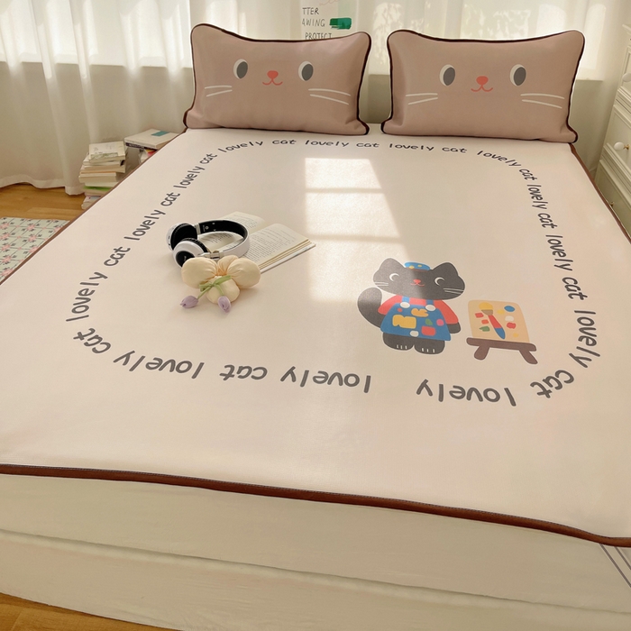 91家纺网 家纺一手货源 找家纺 顾里家纺 2025新款韩式Chic风冰感牛奶丝软席席子 会员➖5元 画师小猫