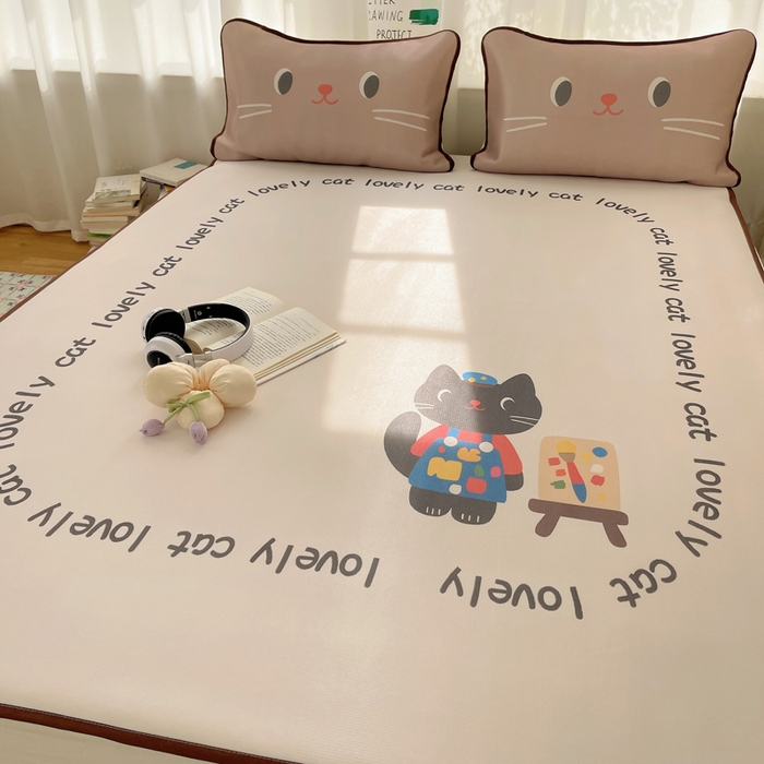 91家纺网 家纺一手货源 找家纺 顾里家纺 2025新款韩式Chic风冰感牛奶丝软席席子 会员➖5元 画师小猫