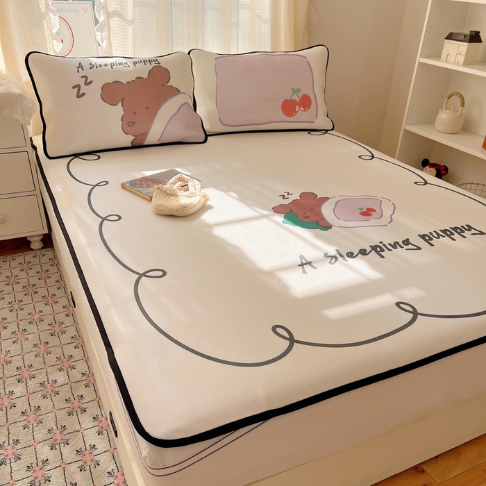 91家纺网 家纺一手货源 找家纺 顾里家纺 2025新款韩式Chic风冰感牛奶丝软席席子 会员➖5元 懒觉小狗