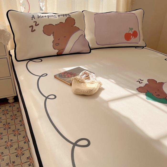 91家纺网 家纺一手货源 找家纺 顾里家纺 2025新款韩式Chic风冰感牛奶丝软席席子 会员➖5元 懒觉小狗