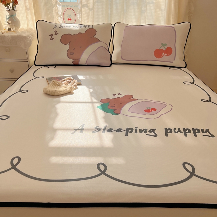 91家纺网 家纺一手货源 找家纺 顾里家纺 2025新款韩式Chic风冰感牛奶丝软席席子 会员➖5元 懒觉小狗