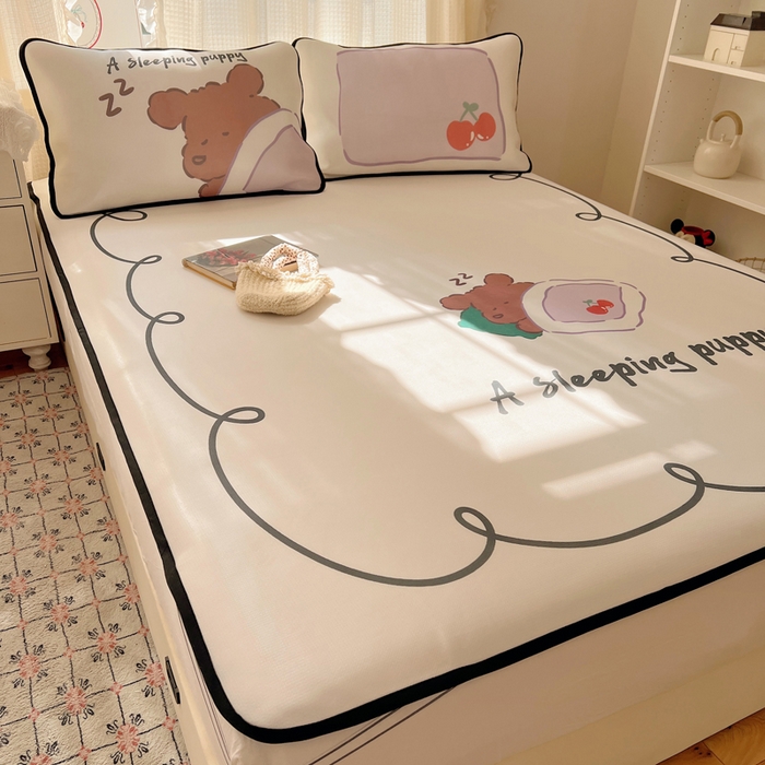 91家纺网 家纺一手货源 找家纺 顾里家纺 2025新款韩式Chic风冰感牛奶丝软席席子 会员➖5元 懒觉小狗