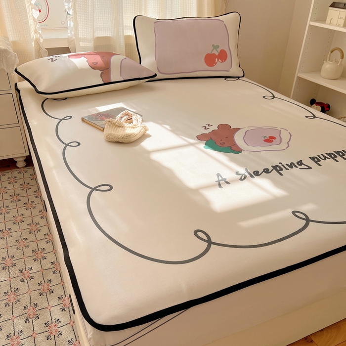 91家纺网 家纺一手货源 找家纺 顾里家纺 2025新款韩式Chic风冰感牛奶丝软席席子 会员➖5元 懒觉小狗