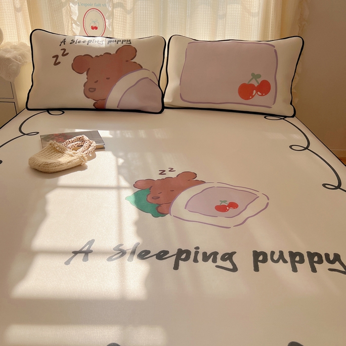 91家纺网 家纺一手货源 找家纺 顾里家纺 2025新款韩式Chic风冰感牛奶丝软席席子 会员➖5元 懒觉小狗