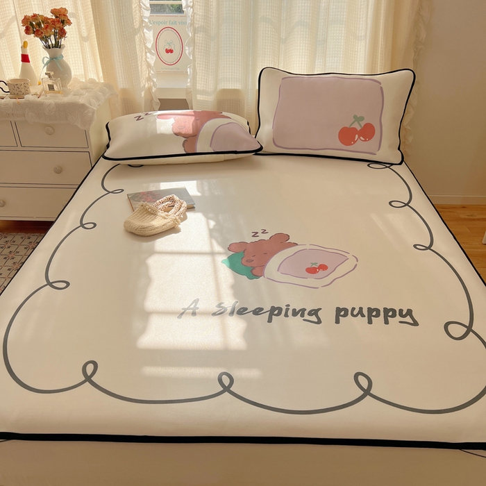 91家纺网 家纺一手货源 找家纺 顾里家纺 2025新款韩式Chic风冰感牛奶丝软席席子 会员➖5元 懒觉小狗