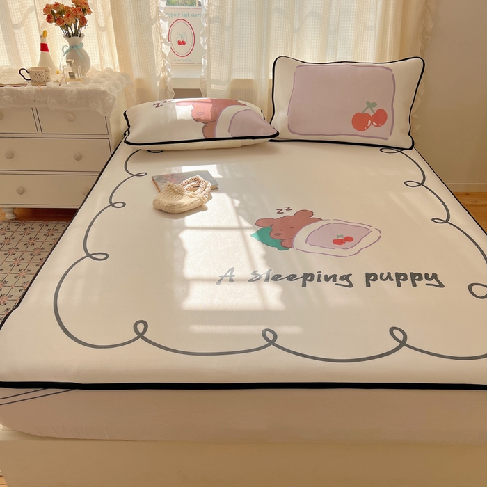 91家纺网 家纺一手货源 找家纺 顾里家纺 2025新款韩式Chic风冰感牛奶丝软席席子 会员➖5元 懒觉小狗