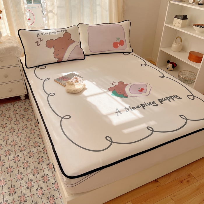 91家纺网 家纺一手货源 找家纺 顾里家纺 2025新款韩式Chic风冰感牛奶丝软席席子 会员➖5元 懒觉小狗