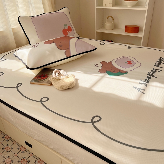 91家纺网 家纺一手货源 找家纺 顾里家纺 2025新款韩式Chic风冰感牛奶丝软席席子 会员➖5元 懒觉小狗