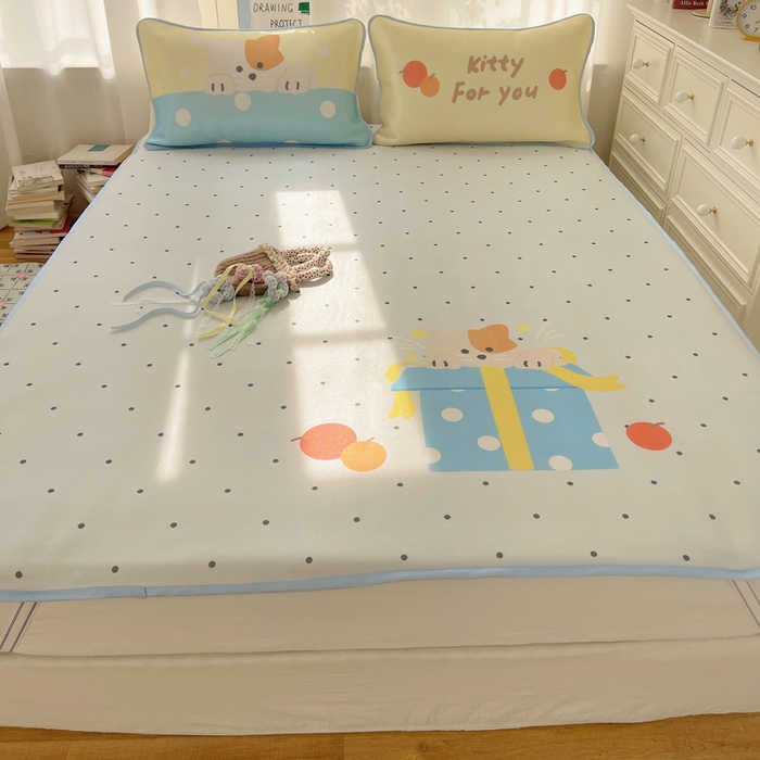 91家纺网 家纺一手货源 找家纺 顾里家纺 2025新款韩式Chic风冰感牛奶丝软席席子 会员➖5元 礼物小狗