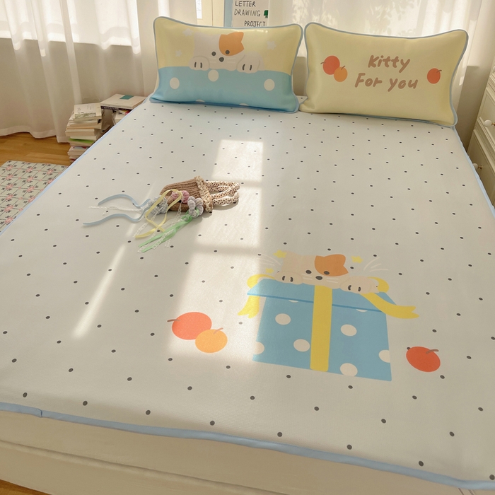 91家纺网 家纺一手货源 找家纺 顾里家纺 2025新款韩式Chic风冰感牛奶丝软席席子 会员➖5元 礼物小狗