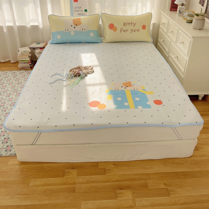 91家纺网 家纺一手货源 找家纺 顾里家纺 2025新款韩式Chic风冰感牛奶丝软席席子 会员➖5元 礼物小狗