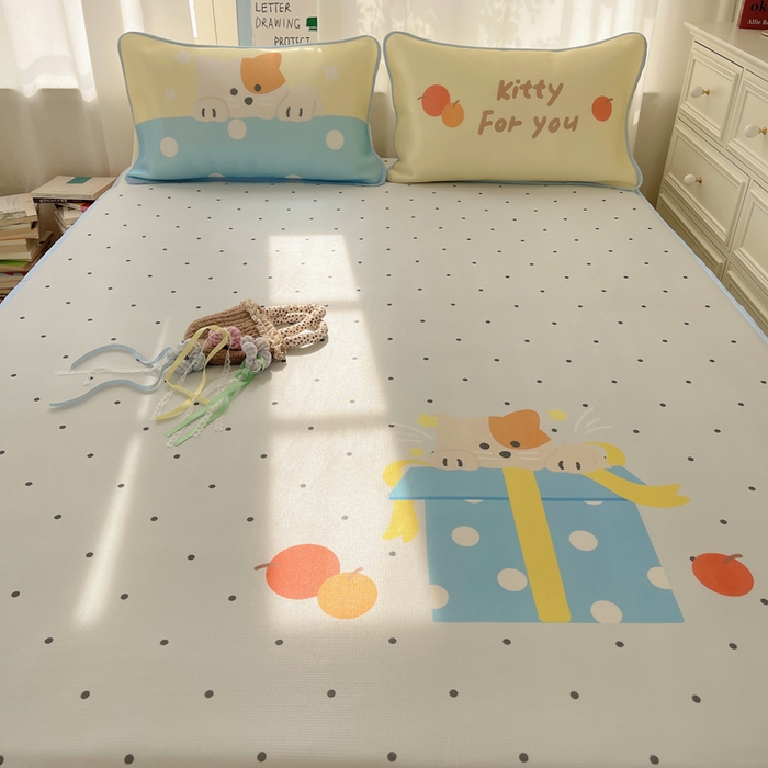 91家纺网 家纺一手货源 找家纺 顾里家纺 2025新款韩式Chic风冰感牛奶丝软席席子 会员➖5元 礼物小狗