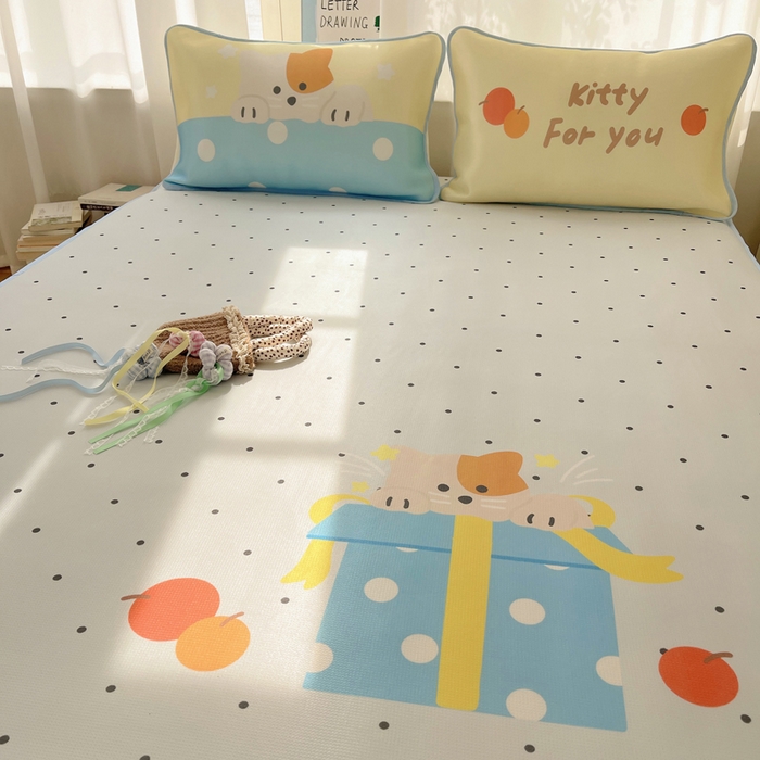 91家纺网 家纺一手货源 找家纺 顾里家纺 2025新款韩式Chic风冰感牛奶丝软席席子 会员➖5元 礼物小狗