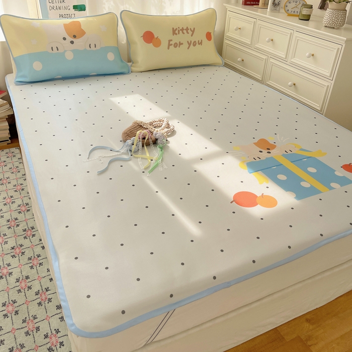 91家纺网 家纺一手货源 找家纺 顾里家纺 2025新款韩式Chic风冰感牛奶丝软席席子 会员➖5元 礼物小狗