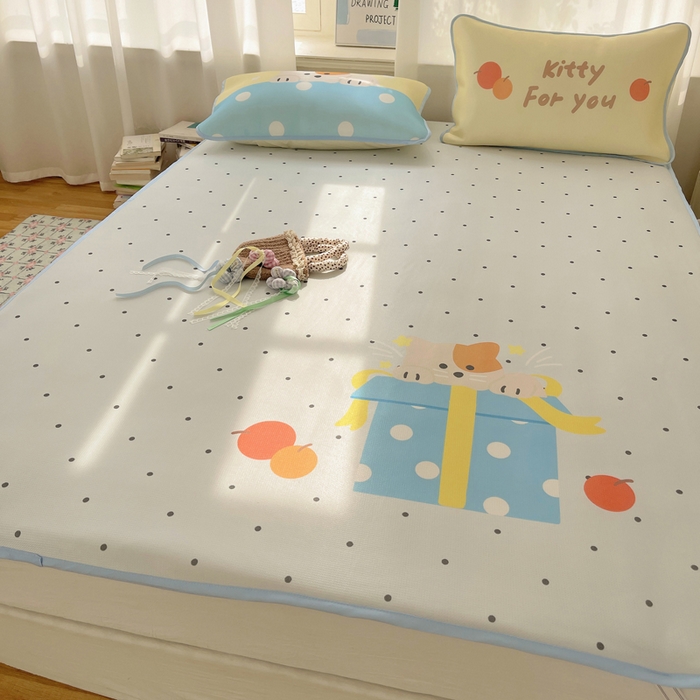 91家纺网 家纺一手货源 找家纺 顾里家纺 2025新款韩式Chic风冰感牛奶丝软席席子 会员➖5元 礼物小狗